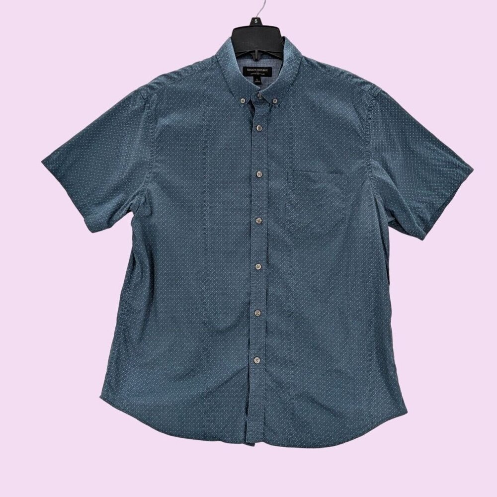 Banana Republic Standard Fit Stretch Soft Wash Geometric Button-Up Shirt Size S
